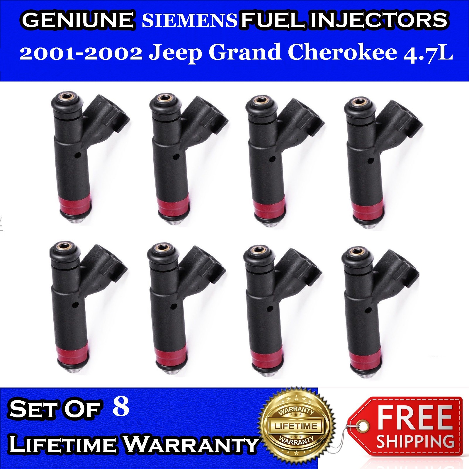 Remanufactured Genuine Siemens 8x Fuel Injectors For 0102 Jeep Grand