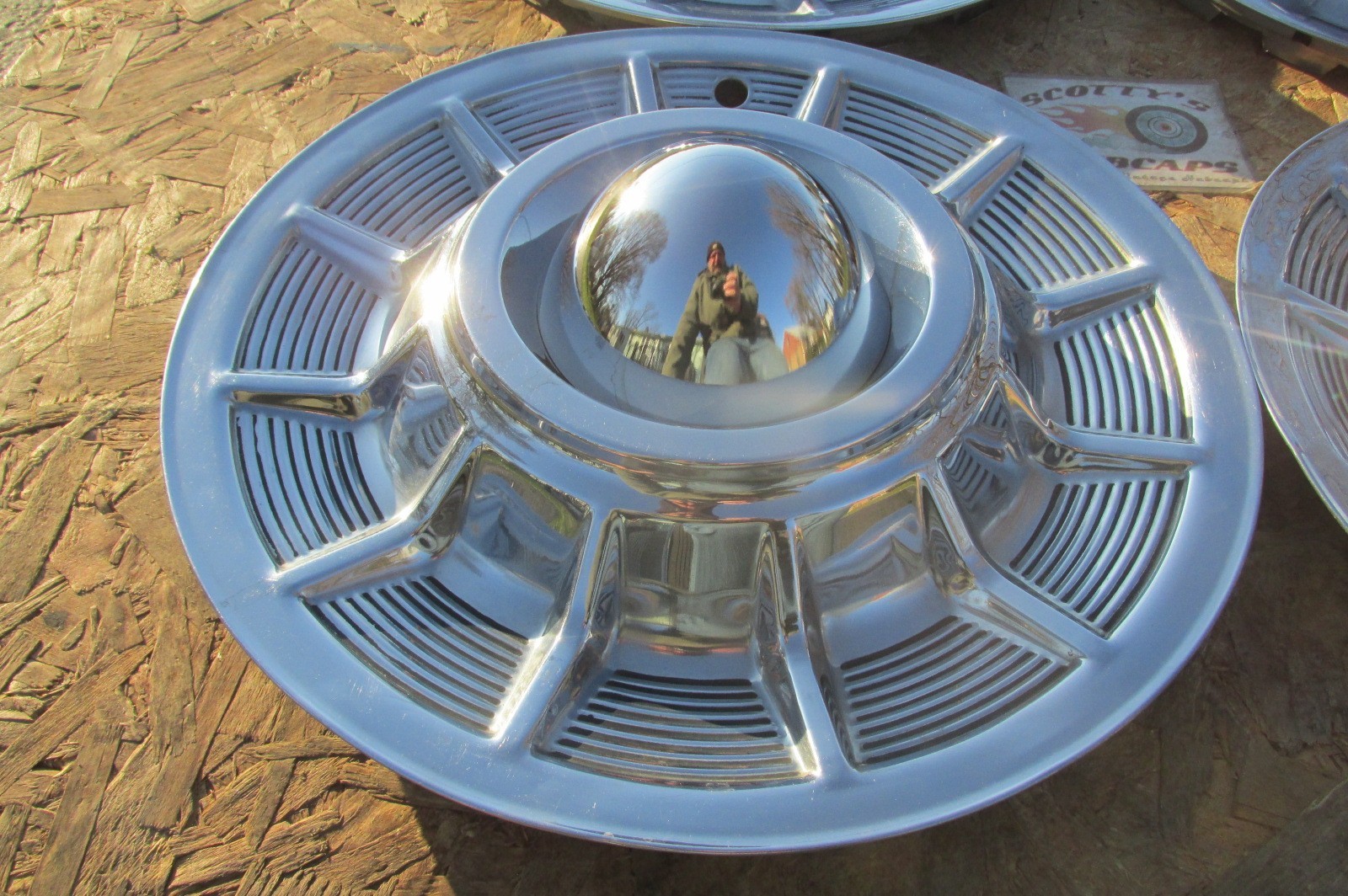 Maryland Mustang 15" Chrome Hub Caps – Crossbar Style Hot Rod Street Rod – Set Of 4