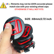 1969 SET OF 4 BLACK-RED mm/2.72in Wheel Center Caps FITS MOST MODELS OF CAR HONDA