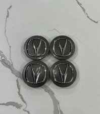 (4X) ACURA Charcoal Gray-Chrome Wheel Center Hub Caps logo Emblem OEM 69MM/2.71