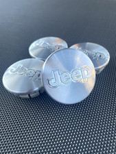 JEEP SET OF 4 BRUSHED SILVER 55mm/2.16in Wheel Center Caps LIBERTY GRAND CHEROKE