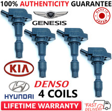 x4 GENUINE DENSO Ignition Coils For 2015-2020 Hyundai Kia Genesis, 27300-2GGA0