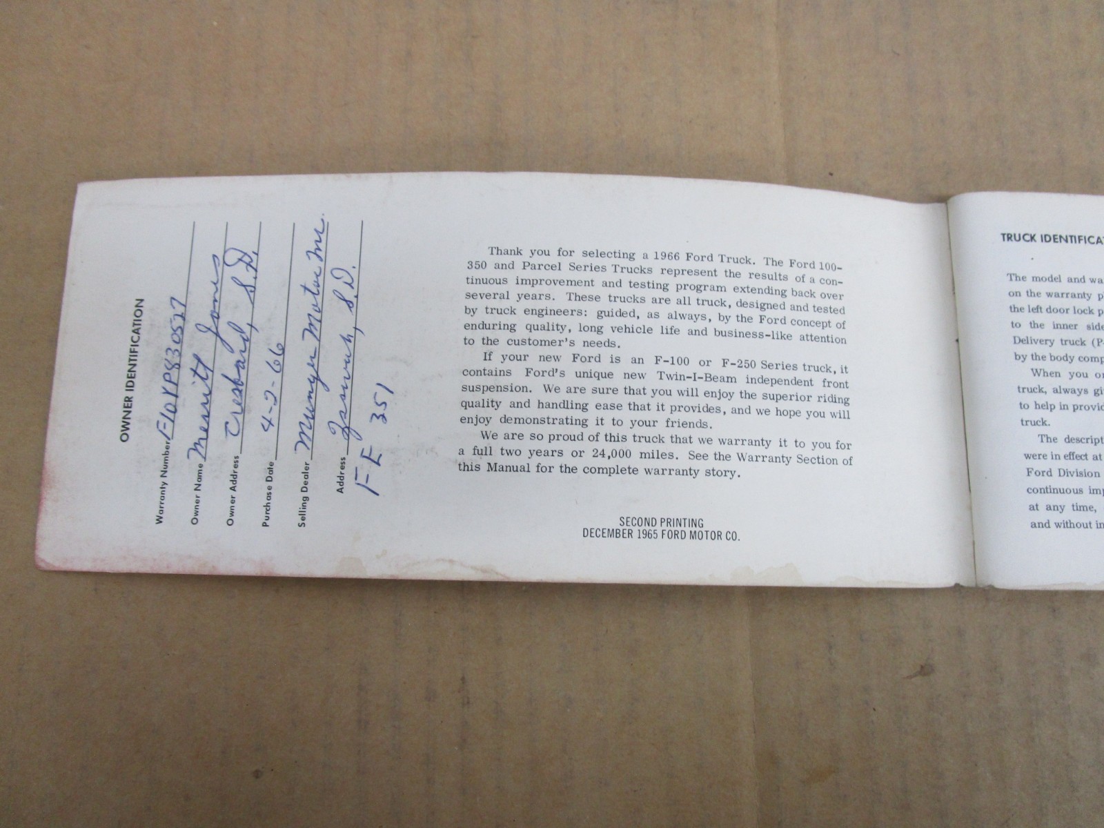 Used 1966 1966 Ford F100 F250 F350 Truck Pickup Owners Manual Operators Used 1966 1966 Ford F100 F250 F350 Truck Pickup Owners Manual Operators