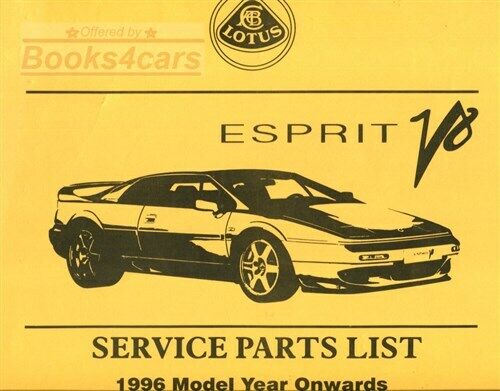 Used Esprit V8 Parts Manual Lotus Service Parts Book List for Sale ...