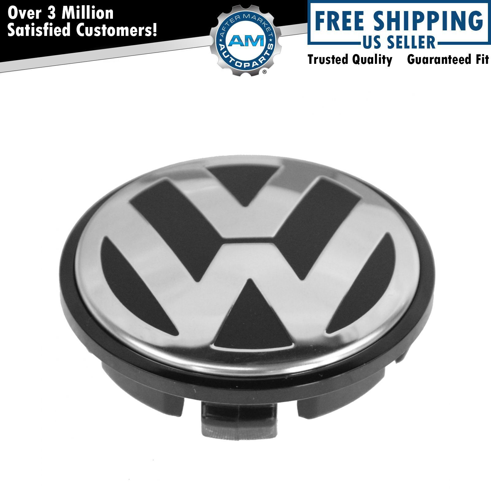 New Oem Chrome & Black 65mm Center Cap For Volkswagen Vw Golf Jetta ...