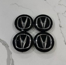 (4X) ACURA Black-Chrome Wheel Center Hub Caps logo Emblem OEM 69MM/2.71