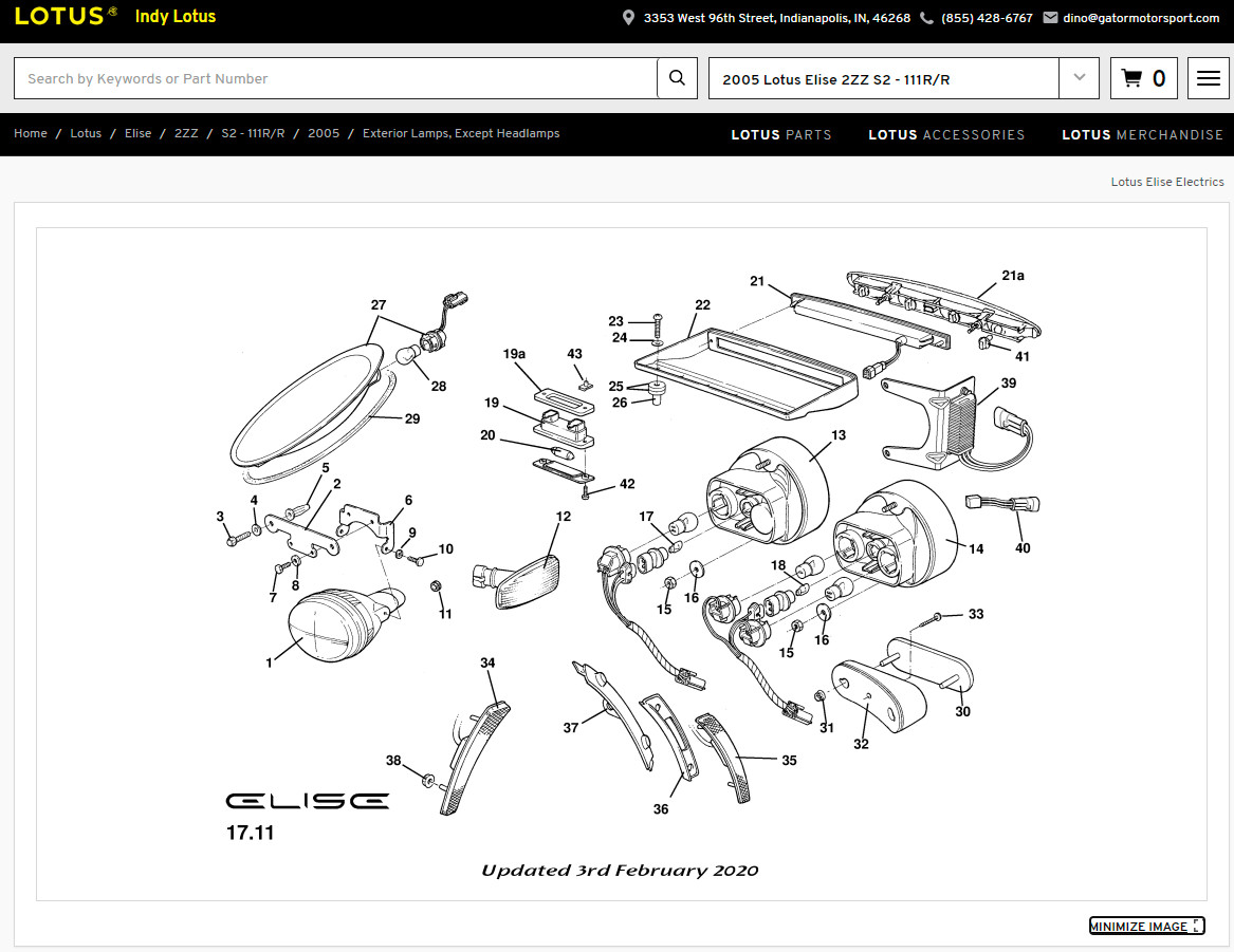 Used 2005 Lotus Elise Front Direction Indicator Lamp Left for Sale