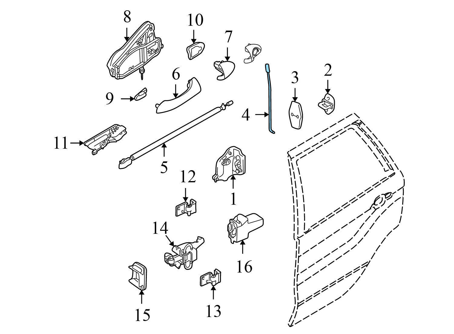 Used 20002006 Bmw X5 Rear Door Lock Rod 8402397 for Sale