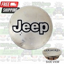2 inch Brushed Aluminum Black Outline Jeep WHEEL CENTER CAP 5CF97TRM 5CF97l3X