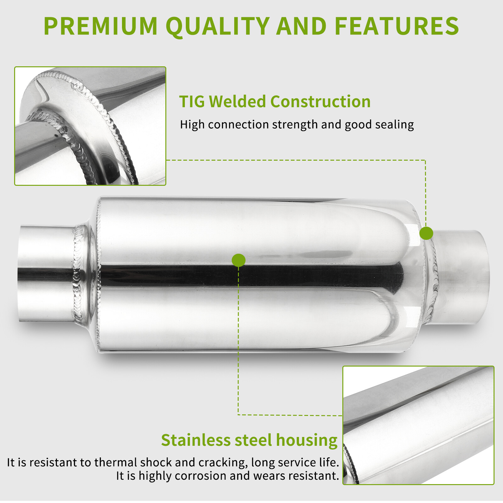 New 3" Inlet Outlet Exhaust Resonator 12" Mufflers Resonator For Audi