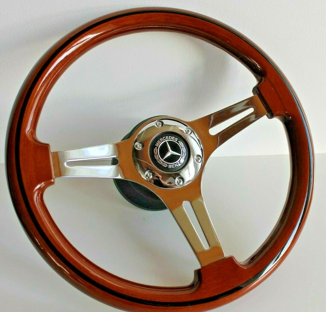 Remanufactured Steering Wheel Fits Mercedes Benz Wood Chrome W123 W124