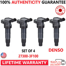 OEM DENSO Set of 4 Ignition Coils For 2008-2017 Hyundai & Kia I4 V8, 27300-3F100